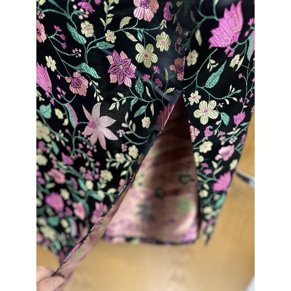 Lulus Make a Move Black Satin Floral Jacquard Strapless Midi Dress Small Prom - Picture 7 of 11